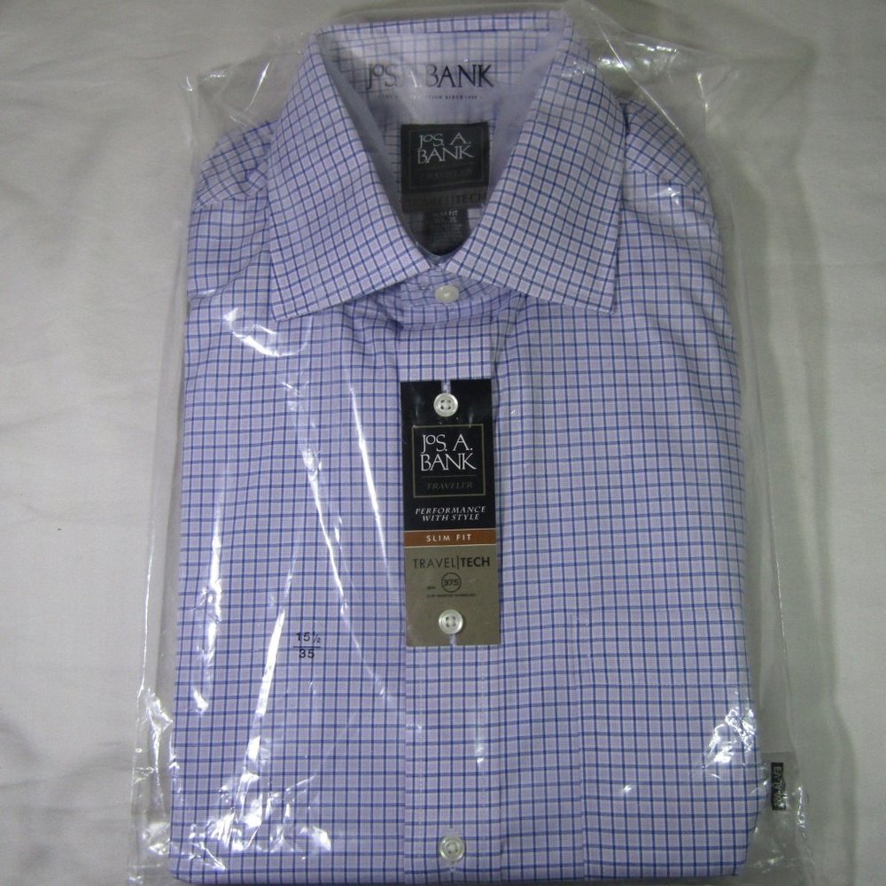 Light Purple - Jos. A. BANK Plaid Dress Shirt